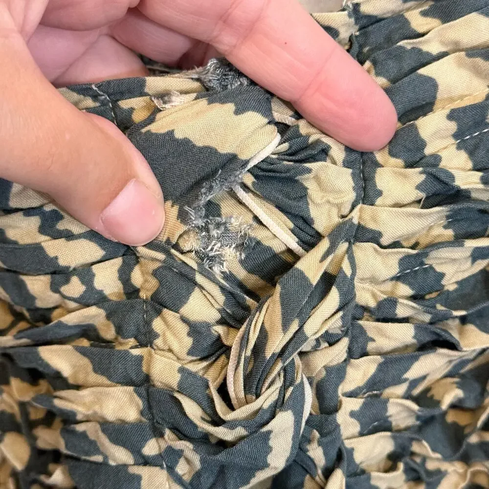 Soft Surroundings Maxi Dress L Tan Zebra Print Boho Smocked Resortwear Vacation - Picture 7 of 10